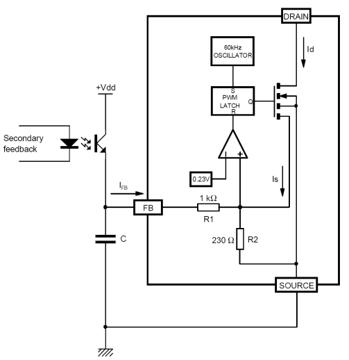 VIPER12ASTR-E内部电流控制结构示例图