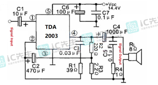 TDA2003集成OTL功率放大电路